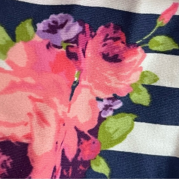 Ruffle Butts Floral Stripe Long Sleeve One Piece 2T Nautical Preppy Beach Coasts - Picture 8 of 9